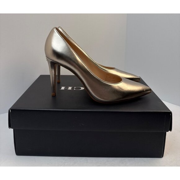 COACH Skyler Metallic Champagne Leather Stiletto Women's Size 8.5 - Picture 1 of 12